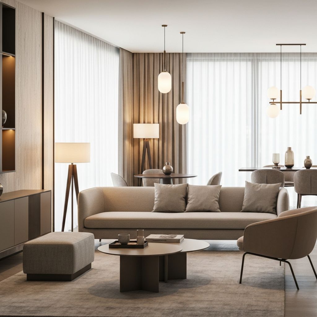 Modern living room with elegant lighting